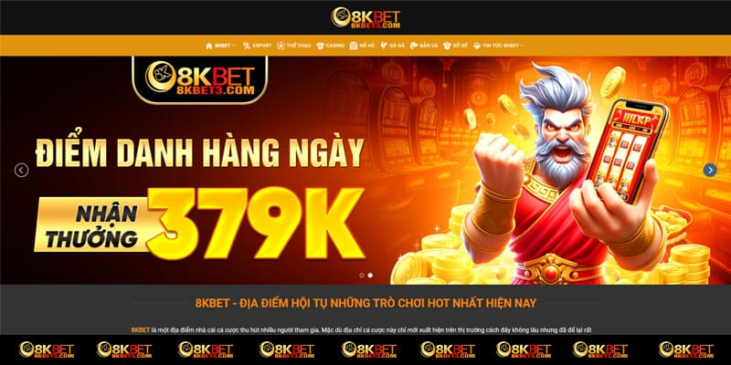 Giao diện của trang chủ 8kbet.com mới nhất